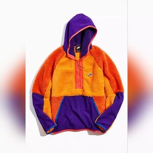 NIKE Mens Pullover Fleece Jacket Sail Royal Orange